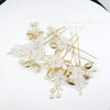 White Flower 5 PC Wedding Hairpin Set, Bridal Floral Wire Hair Pins, Pearl Branch Floral Hairpin Headpiece Set - KaleaBoutique.com