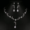 14K Gold Plated Bridal 3 PC Necklace Jewelry Set, Crystal Necklace, Wedding Floral Necklace and Tassel Earrings - KaleaBoutique.com
