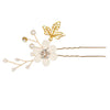 White Flower Bridal Hair Comb, Bridesmaid Floral White Hairpieces, Wedding White Flower Wire Hairpins - KaleaBoutique.com