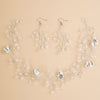 Bridal Crystal Hair Vine and Earrings 3 PC Set, Wedding Head Wreath Wire Tiara, Bridesmaid Headband and Earrings Set - KaleaBoutique.com