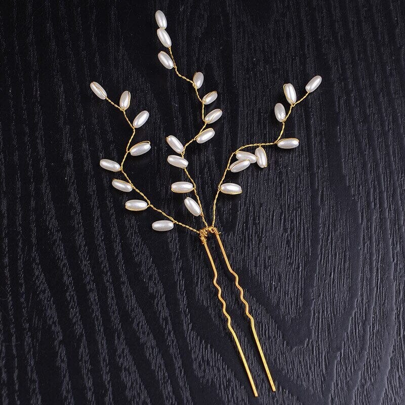 Bridal Oval Pearl 3 PC Hairpin Set, Wedding Pearl Branch Hair Pin Accessory, Bridesmaid Pearl Hairpins, Set of 3 - KaleaBoutique.com