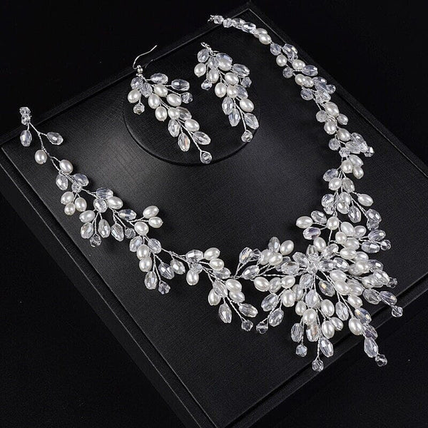 Etsy Oval Pearl Necklace and Earrings 3PC Jewelry Set Oval Pearl Necklace and Earrings 3PC Jewelry Set, Wedding Pearl Wire N –  KaleaBoutique.com