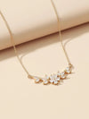Crystal Flower CZ Charm Necklace, Wedding Flora 14K Gold Plated Necklace for Brides or Bridesmaids - KaleaBoutique.com