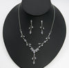 Diamond Gem Marquise Cut 3 PC Wedding Jewelry Set, Platinum Plated Bridal CZ Crystal Y Necklace and Earrings Set - KaleaBoutique.com