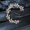 Floral Pearl Rhinestone Crystal Tiara, Bridal Gold Headband, Princess Cosplay Crown Tiara, Wedding Wire Head Wreath - KaleaBoutique.com