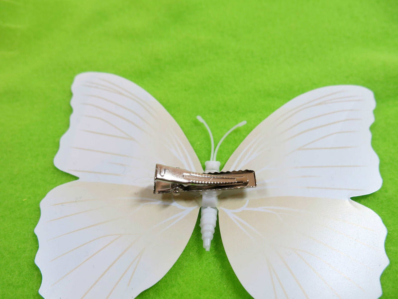 Big Butterfly 4 PC Hairclip Set, PVC Large Butterfly Wing Prom Hair Clips in Pink, White or Black - KaleaBoutique.com