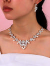 Bridal Pearl Necklace and Earrings 3 PC Jewelry Set, Wedding Crystal V-Necklace and Ear Studs Pearl Jewelry Set - KaleaBoutique.com