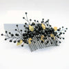 Gothic Style Black Hair Comb with Silver or Gold Leaves, Cosplay Vintage Costume Hairpin Hairpiece - KaleaBoutique.com