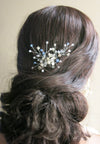 Oversized Bridal Crystal Bead Wire Hairpin, Wedding Crystal Floral Branch Hairpiece, Large Flower Hairpin - KaleaBoutique.com