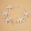 Starfish Pearl Hair Vine, Beach Wedding Headpiece, Bridal Mermaid Style Hair Wire Tiara, Starfish Head Wreath - KaleaBoutique.com