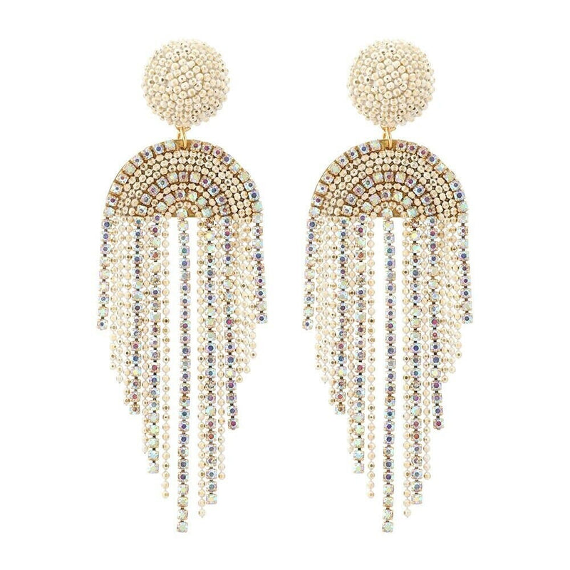 Swarovski AB Crystal Chandelier Earrings, Long Bridal Aurora Borealis Earrings, Long Crystal Wedding Earrings - KaleaBoutique.com