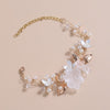 White Flower Bridal Bracelet, Floral Pearl Wire Wedding Bracelet, Bridal Shower Flower Petal Bracelet - KaleaBoutique.com