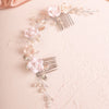 White Roses Bridal Dual Hair Comb, Floral Wedding Headband Hair Vine, Ceramic Clay Flower Head Wreath - KaleaBoutique.com