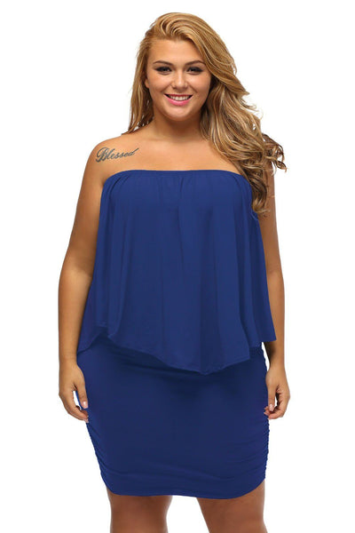 Women's Royal Blue Off Shoulder Bandeau Ruffles Multiple Layered Plus –  KaleaBoutique.com