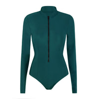 Women High-Neck Long-Sleeve Zip-Front One-Piece Swimsuit - KaleaBoutique.com