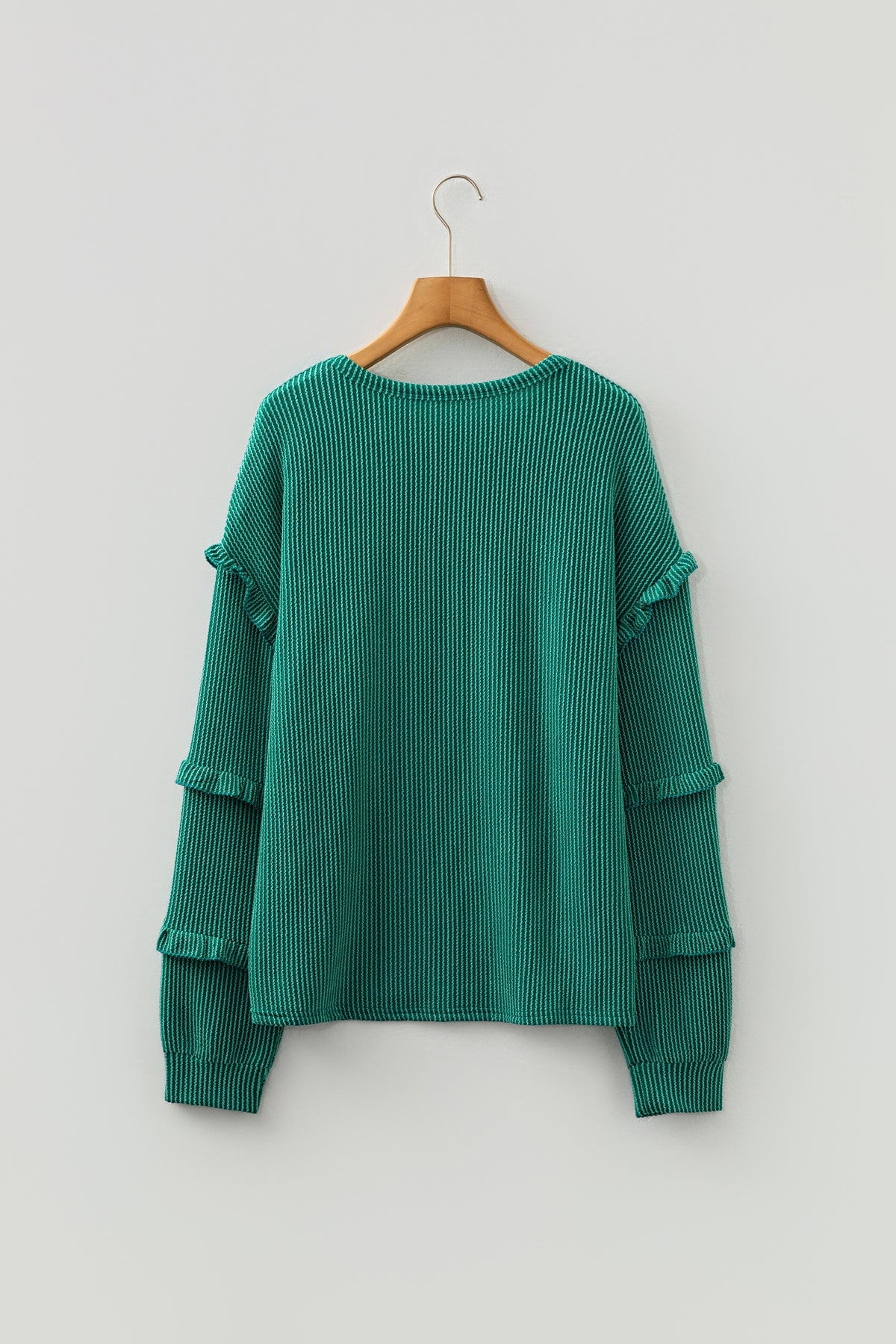 Twisted Ribbed Tiered Ruffles Long Sleeve Pullover Top - KaleaBoutique.com