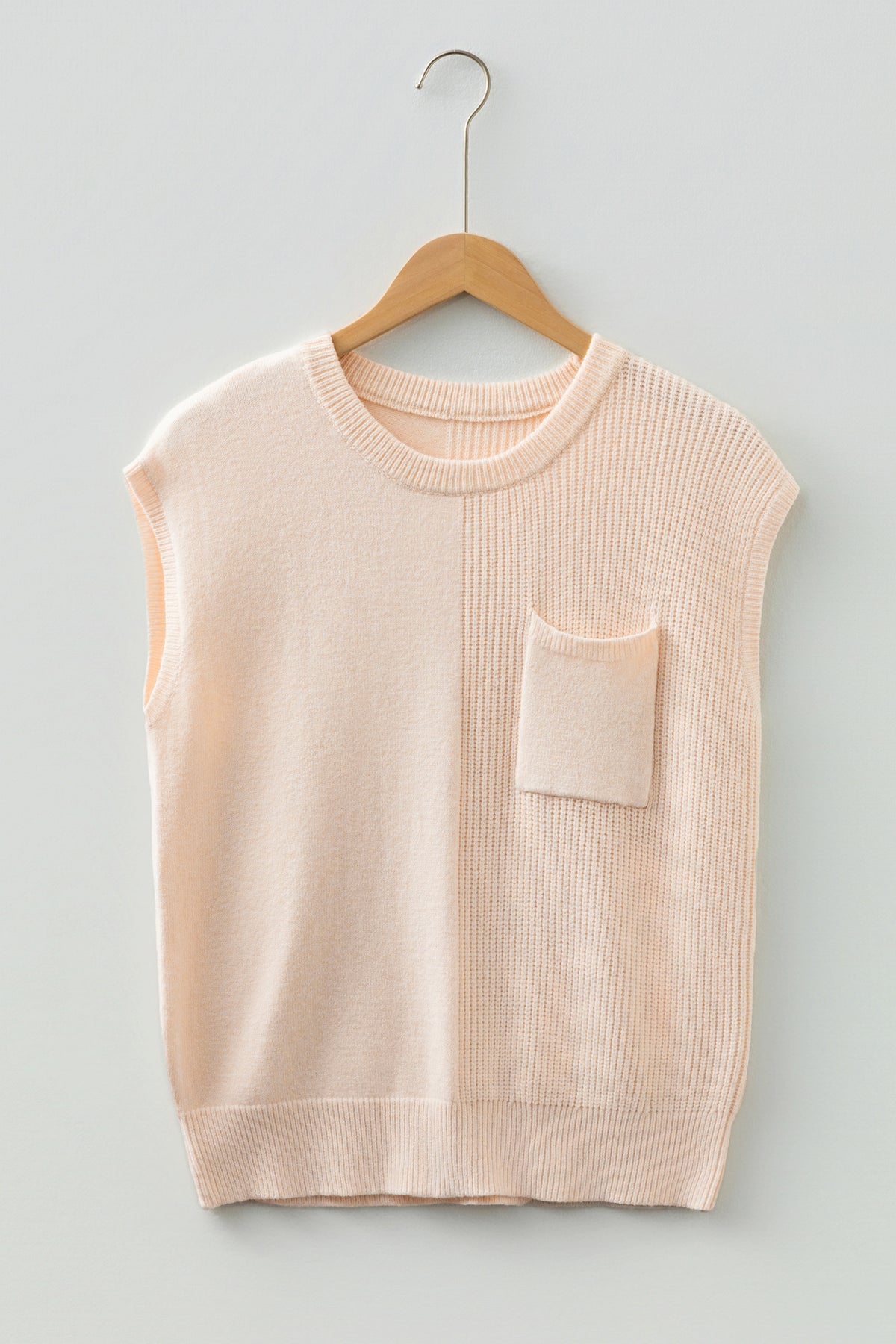 KaleaBoutique Comfortable Solid Color Mixed Knits Patch Pocket Short Sleeve Sweater - KaleaBoutique.com