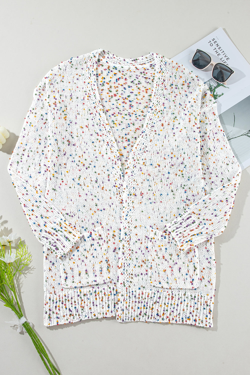 Confetti Rib Knit Long Sleeve Cardigan - KaleaBoutique.com