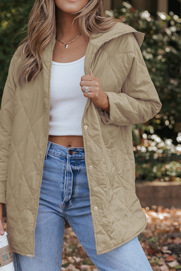 KaleaBoutique Stylish Quilted Snap Button Hooded Puffer Coat - KaleaBoutique.com