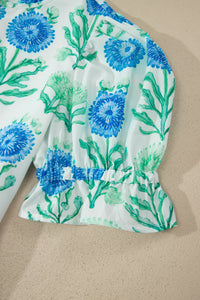 KaleaBoutique Comfortable Floral Print Half Button Frilly Short Sleeve Dress - KaleaBoutique.com