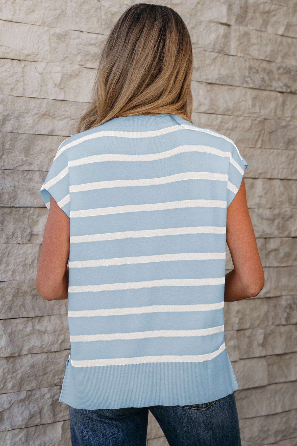 KaleaBoutique Stylish Side Slits Crewneck Short Sleeve Sweater Tee - KaleaBoutique.com