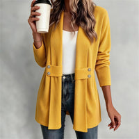 Women's Open-Front Ribbed Cardigan with Button Tabs - KaleaBoutique.com