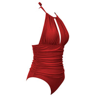 Women Ruched Halter Keyhole One-Piece Swimsuit - KaleaBoutique.com