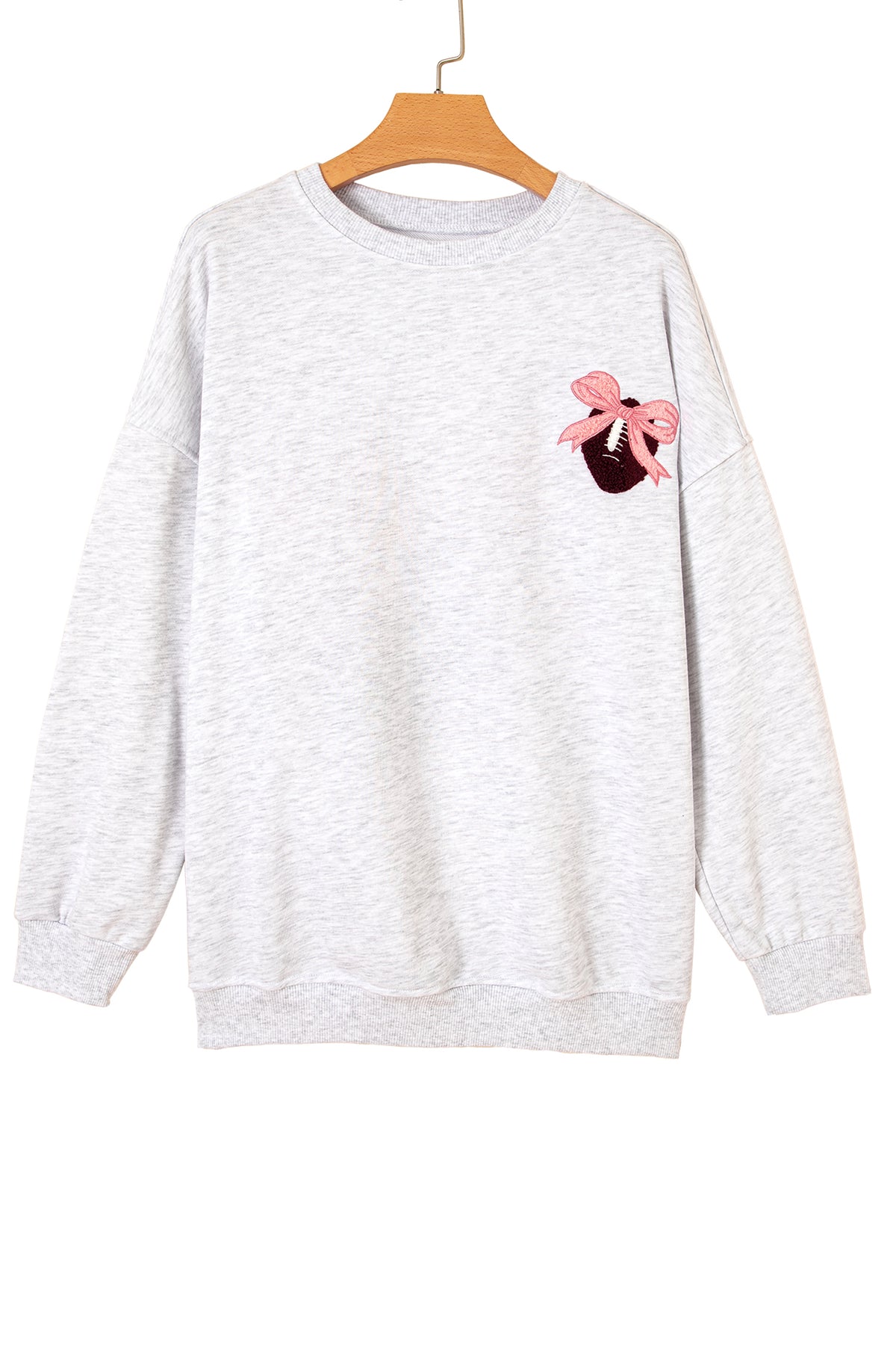 KaleaBoutique Comfortable Embroidered Football Bow Back Long Sleeve Sweatshirt - KaleaBoutique.com