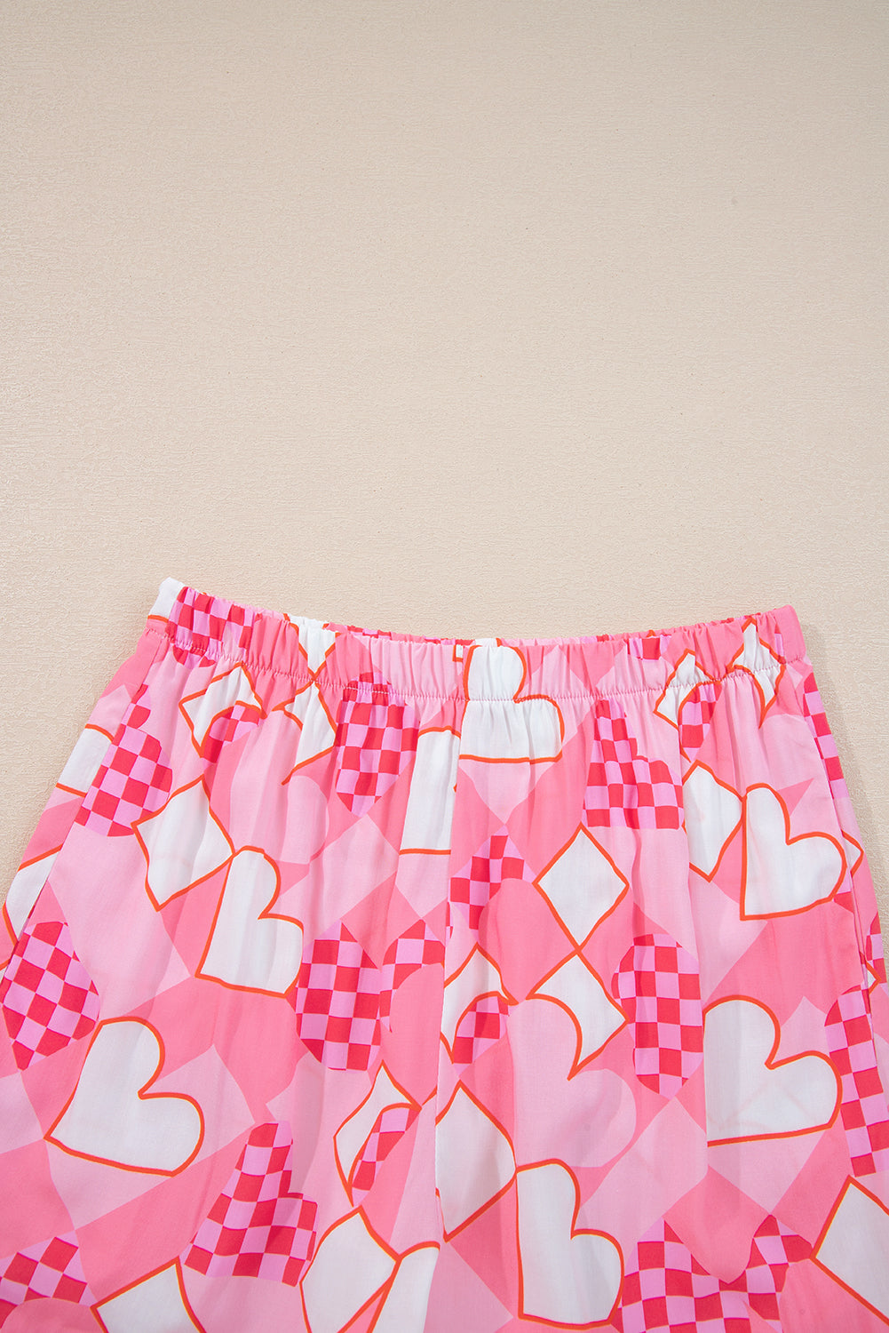 KaleaBoutique Comfortable Heart Print Shirt Style Silky Short Pajama Set - KaleaBoutique.com