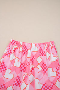 KaleaBoutique Comfortable Heart Print Shirt Style Silky Short Pajama Set - KaleaBoutique.com