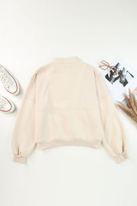 KaleaBoutique Stylish Half Zip Stand Collar Exposed Seam Solid Color Casual Sweatshirt - KaleaBoutique.com