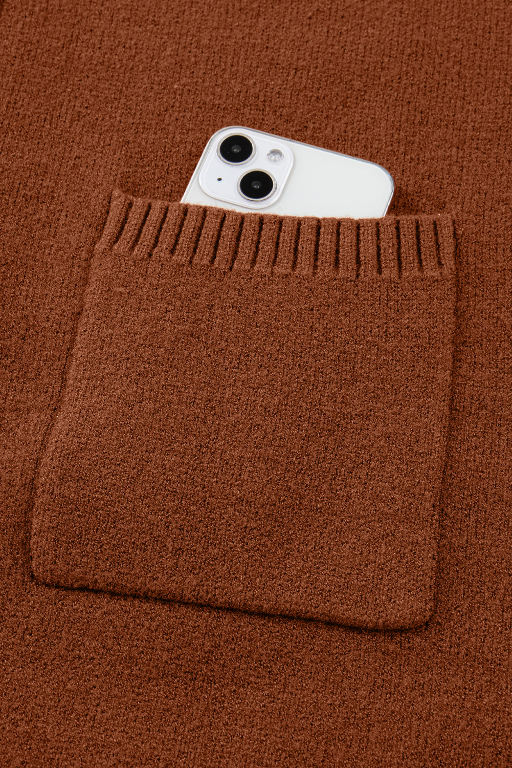 KaleaBoutique Stylish Ribbed High Neck Front Pockets Center Seam Shift Sweater Dress - KaleaBoutique.com