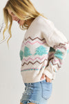 KaleaBoutique Stylish Striped Christmas Tree Ribbed Trim Drop Shoulder Sweater - KaleaBoutique.com