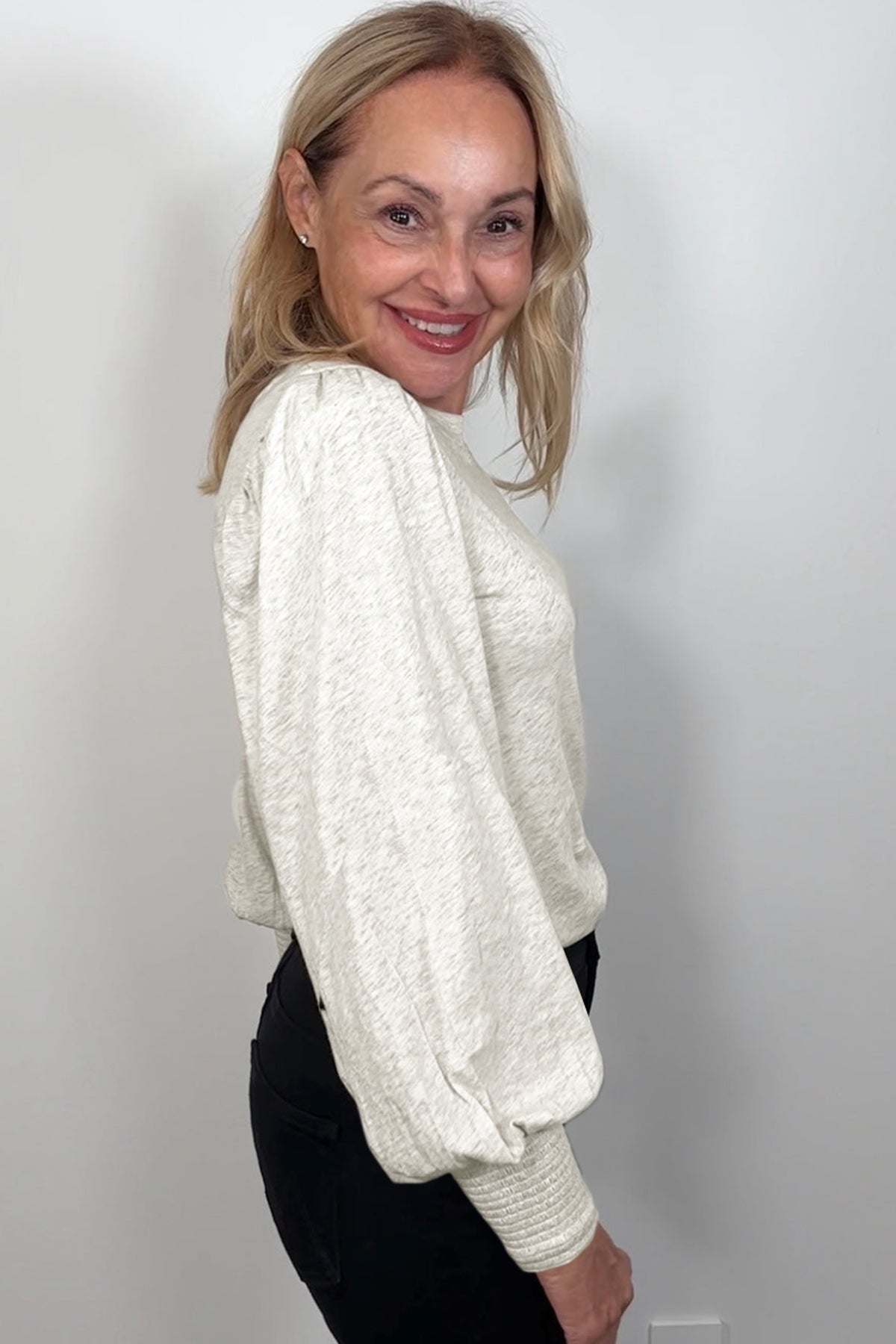 KaleaBoutique Shirred Cuffs Puff Sleeve Peasant Top - KaleaBoutique.com