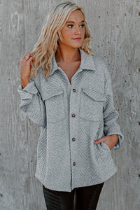 Retro Quilted Flap Pocket Button Shacket - KaleaBoutique.com