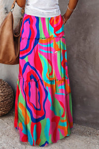Women's Boho High-Waist Tiered Print Maxi Skirt - KaleaBoutique.com