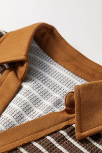 KaleaBoutique Stylish Collar V Neck Color Block Detail Long Sleeve Pullover Top - KaleaBoutique.com
