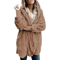 Women's Hooded Plush-Texture Longline Coat - KaleaBoutique.com