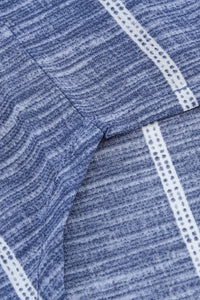 KaleaBoutique Stylish Striped Print V Neck Half Buttons Loose Blouse - KaleaBoutique.com