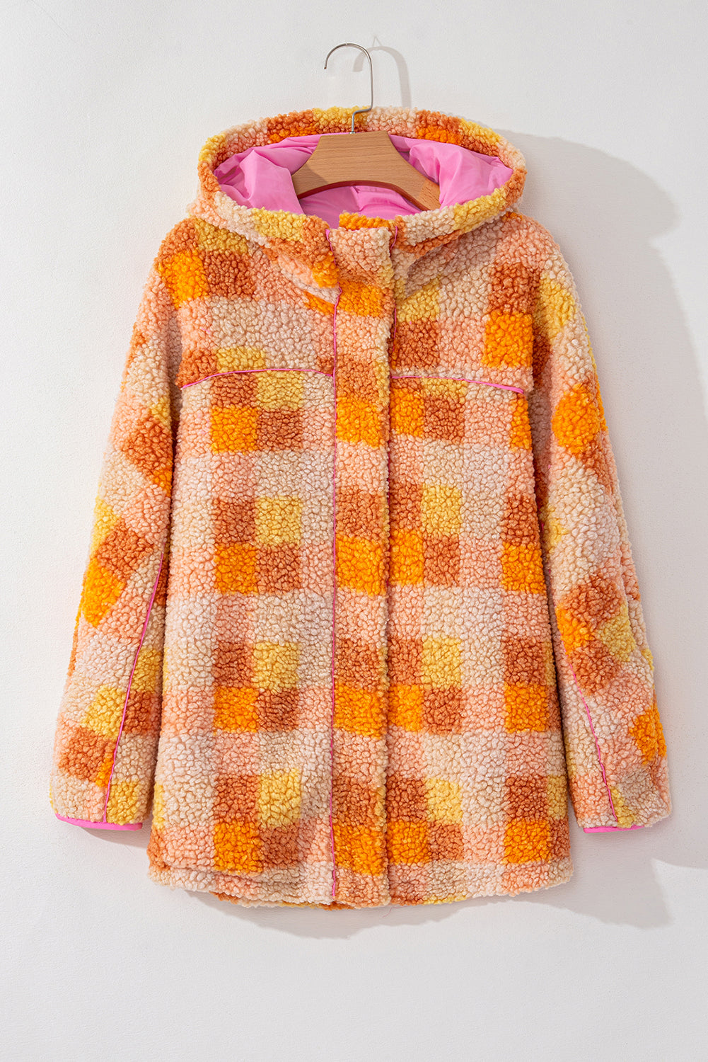 KaleaBoutique Checkered Sherpa Hooded Jacket – KaleaBoutique.com