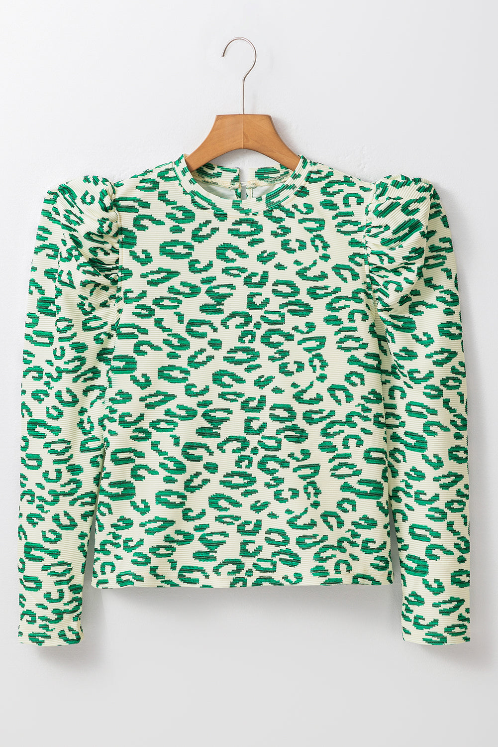 Leopard Print Mock Neck Puff Sleeve Top - KaleaBoutique.com