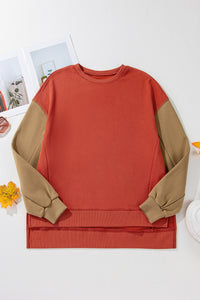 KaleaBoutique Two Tone Patchwork Drop Shoulder Pullover Sweatshirt - KaleaBoutique.com