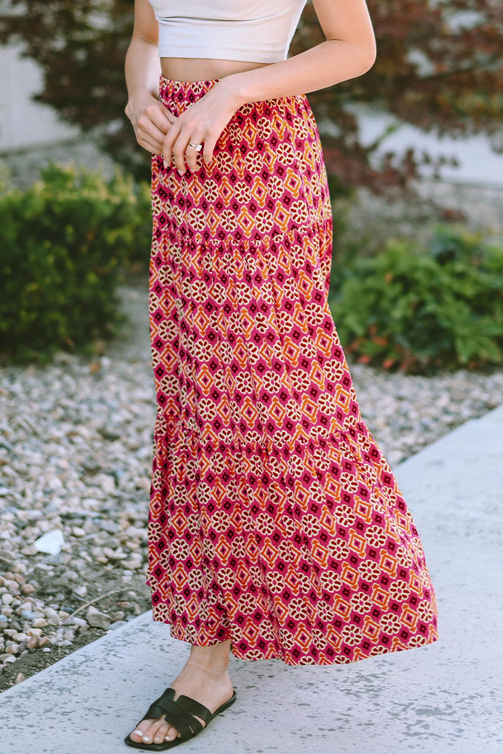 KaleaBoutique Vintage Boho Floral Print Tiered Maxi Skirt - KaleaBoutique.com