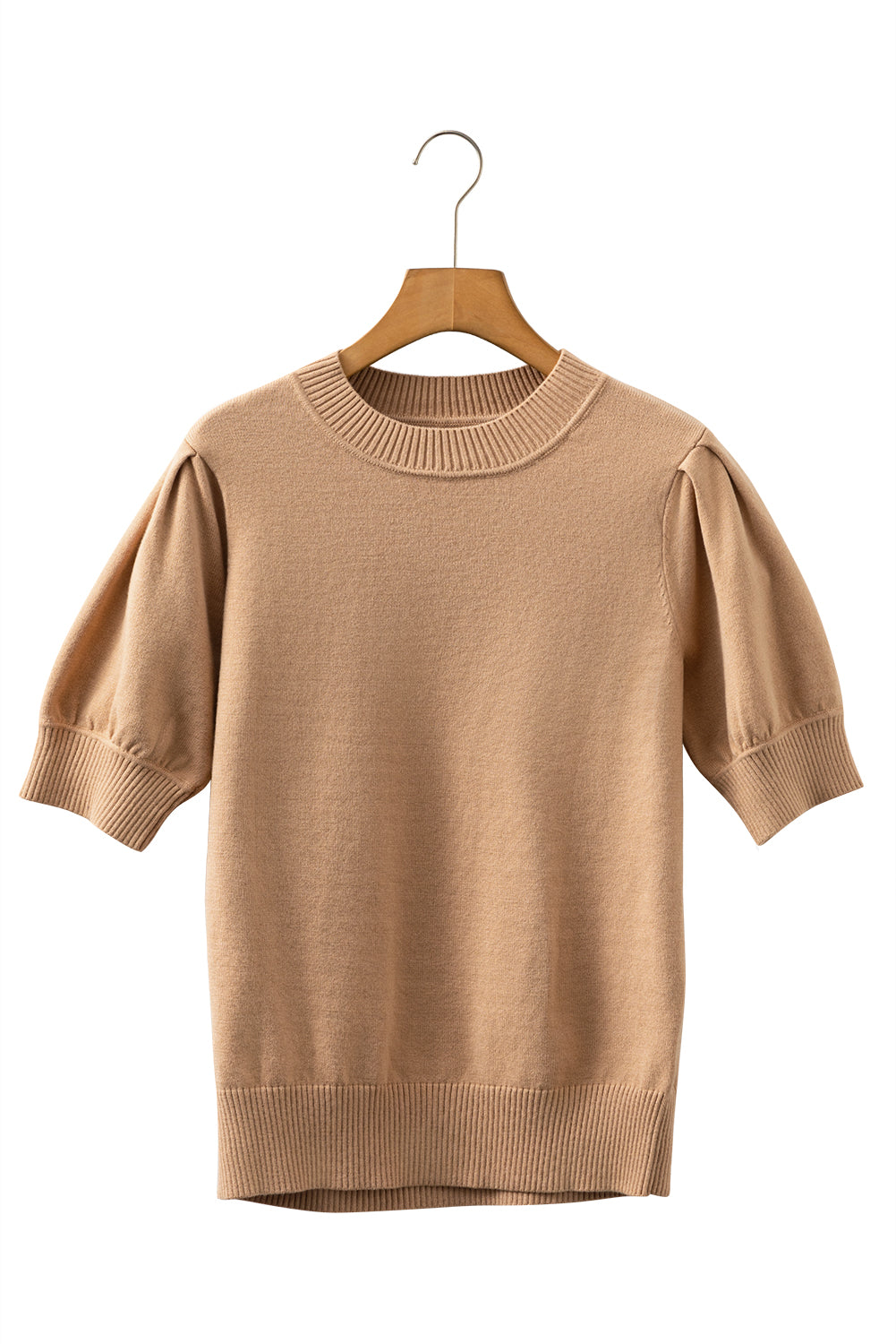 KaleaBoutique Comfortable Solid Color Knit Short Puff Sleeve Sweater - KaleaBoutique.com