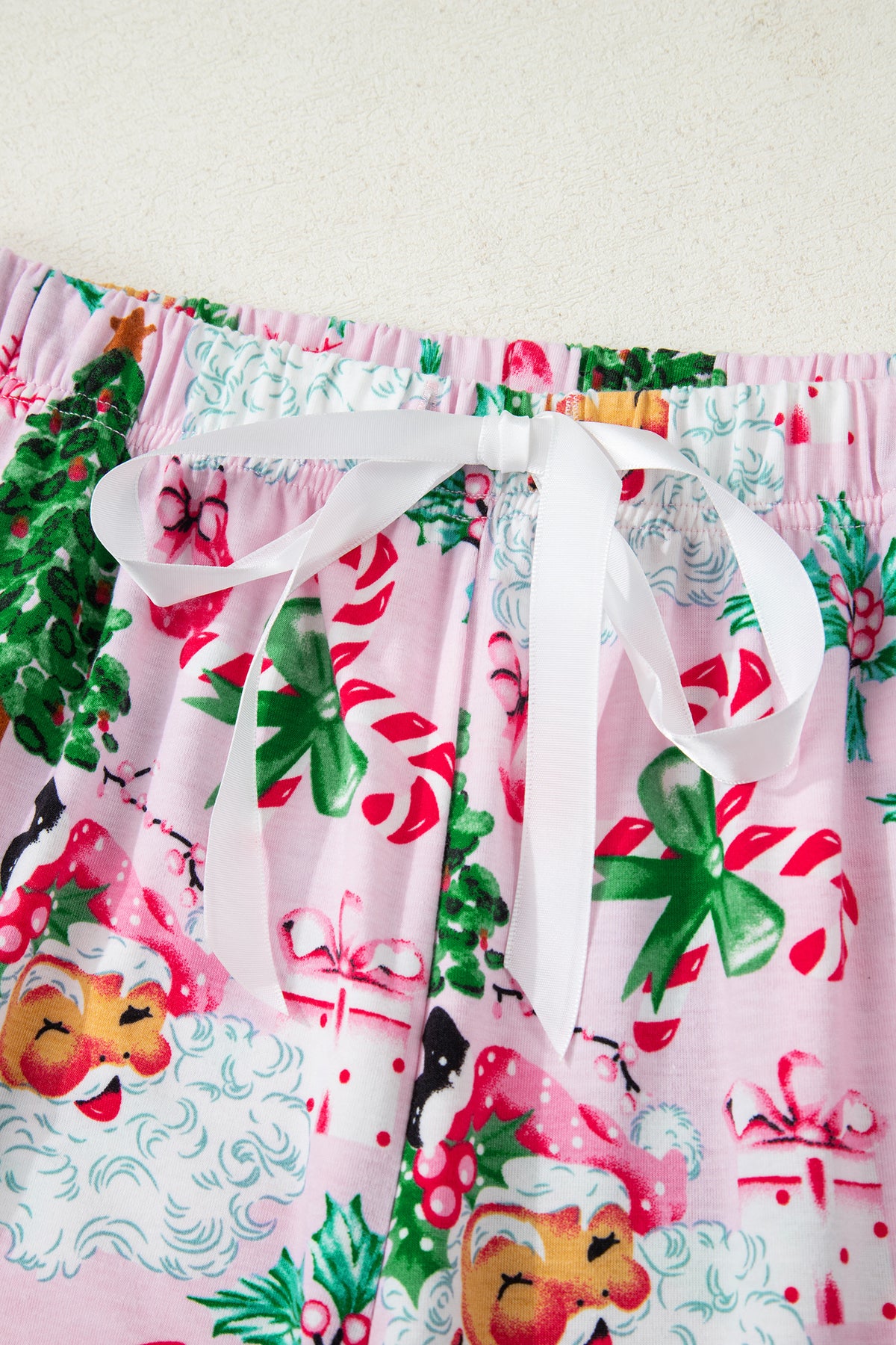 KaleaBoutique Comfortable Christmas Pattern Button V Neck Pullover Drawstring Pants 2pcs Lounge Set - KaleaBoutique.com