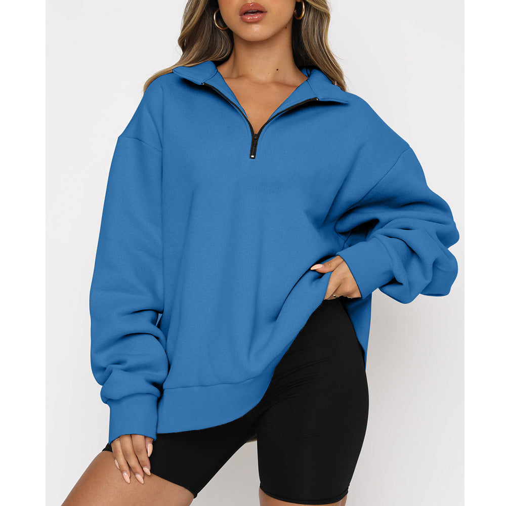 Women's Half-Zip Drop-Shoulder Pullover Sweatshirt - KaleaBoutique.com