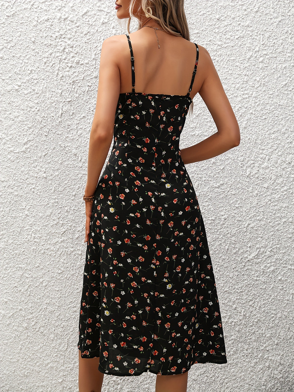 New Polka Dot Print Suspender Dress Summer Sexy Split Long Dresses For Womens Clothing - KaleaBoutique.com