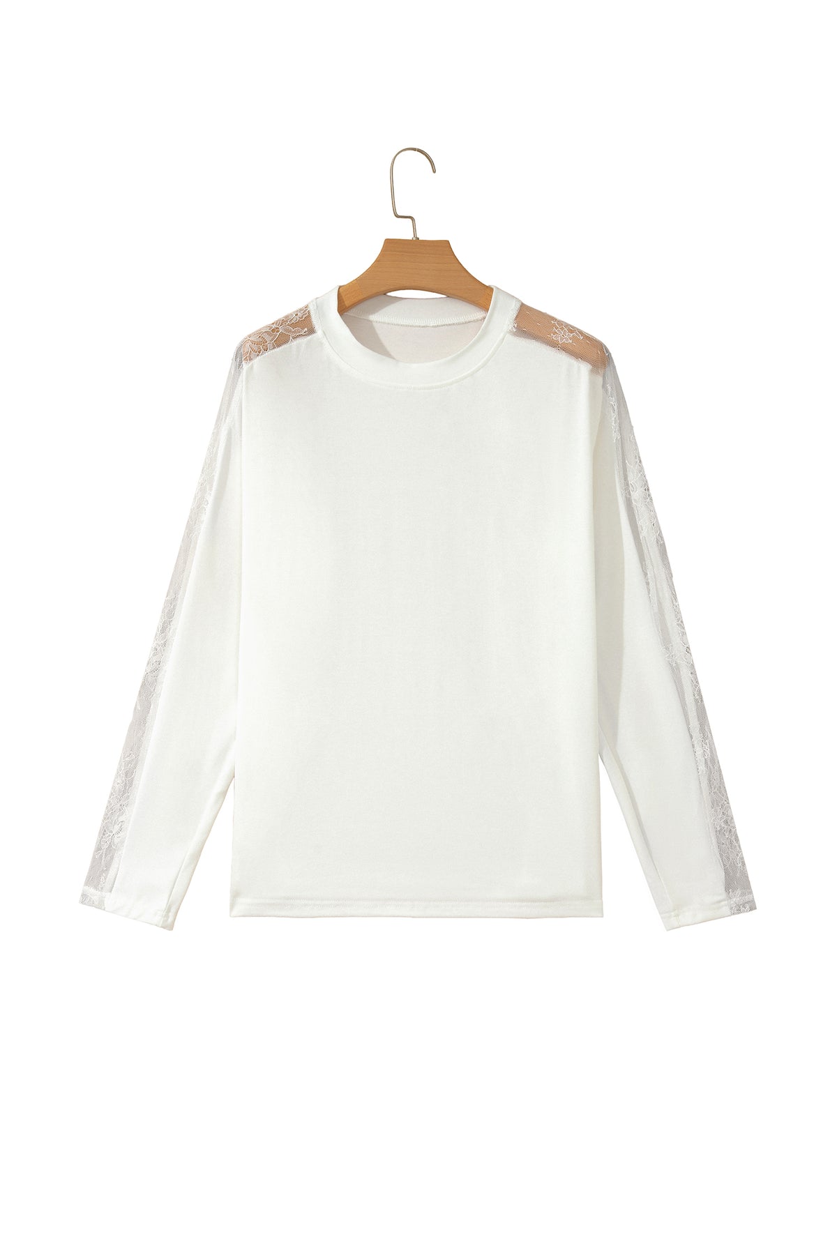 KaleaBoutique Stylish Lace Patchwork Round Neck Long Sleeve Top - KaleaBoutique.com