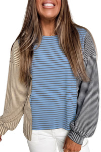 KaleaBoutique Stylish Color Block Contrast Long Sleeve Round Neck Casual Shift Pullover - KaleaBoutique.com