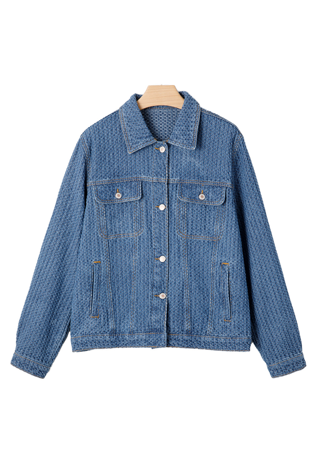 Double Flap Pocket Denim Textured Button Down Jacket - KaleaBoutique.com